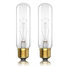TrustWheel 40W T10 120V Light Bulbs,E26 40 Watt Bulbs for Curio Cabinet, Piano Light Bulb, Displays, Showcases, Clear Tubular Appliance Bulbs, 2500K Warm White, Dimmable, 2 Pack