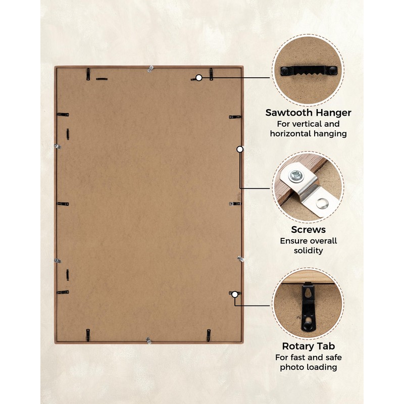 RICHFOCUS 24x36 Picture Frame USA-Sourced Natural Walnut Solid Wood Photo
