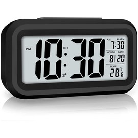 YouJabz Digital Alarm Clock, Alarm Clock for Bedroom with Night Light, Indoor Temperature, Large LED Display, Battery Operated, Gifts for Adult Kids Birthday, Student Gift