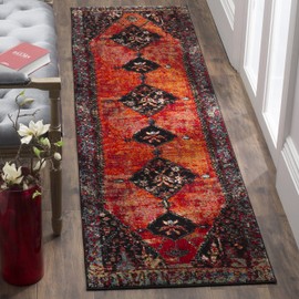 SAFAVIEH Vintage Hamadan Collection VTH217B Oriental Traditional Persian Non-Shedding Living Room Bedroom Runner, 2'3" x 14' , Orange / Multi