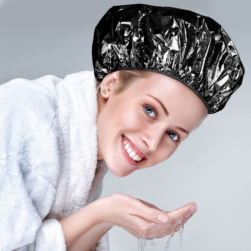 12 Pieces Deep Conditioning Caps Aluminum Foil Reusable Hair Processing
