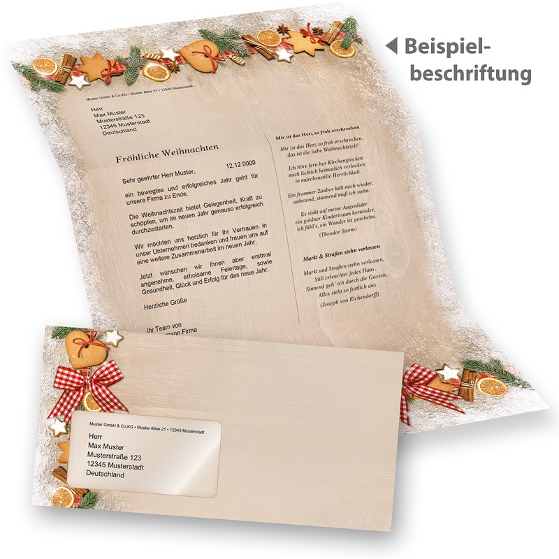 Letter Paper Set Christmas Landidyle 25 Sets with Window Envelopes