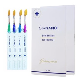 GIANANO ソフトスリム ゴールド毛歯ブラシ 敏感歯ぐき用 ウルトラソフトスリム毛 コンパクトヘッド エクストラソフト歯ブラシ 大人用 8本セット (ブルー・グリーン・ピンク・バイオレット×2本)