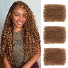Afro Kinky Curly Braiding Hair for Dreadlock Extensions Repair Locs 3 Packs Synthetic Afro Kinkys Bulk Hair Bundles Micro Spring Afro Twist Hair Bulk for Mini Twist Hair (30#, 16 Inch)