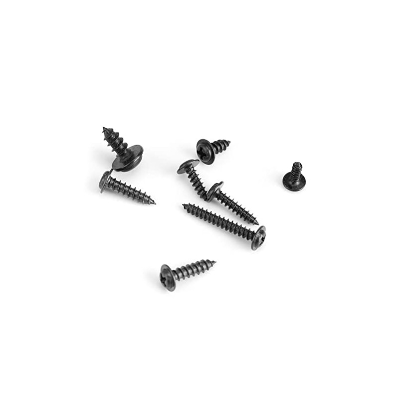 340Pcs Flange Self Tapping, Black Galvanised Screws Large Flange Head