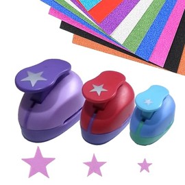 Star Punch, Set of 3, Paper Punch, Paper Punch, Motif Hole Punch, Motif Hole Punch Set for Gift Tags, Crafts, Scrapbooking, Photos, Greeting Cards, 9 mm, 16 mm, 25 m