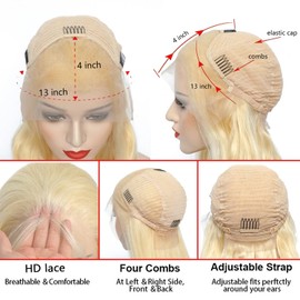Alimubi hair 613 Lace Front Wig Human Hair Blonde Wig Human Hair 13x4 Body Wave Lace Front Wigs 180 Density 613 Body HD Lace Frontal Wig Glueless Wigs Human Hair Pre Plucked 22 inch