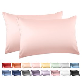 100% Cotton Standard Pillowcases Set of 2, Deep Dream 600 Thread Count Pillow Cases, 20x26 Inches, Super Soft and Breathable Envelope Closure (Pink)