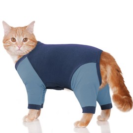 OUOBOB Sticky Hair Cat Clothes, Sphynx Hairless Cats Sweater, Prevent Lost Hair Onesie Shirts for Cats Only, Kitten Apparel Pajamas Jumpsuit, Turtleneck for Sphynx Cornish Rex, Cat Recovery Suit