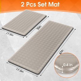 TranquilRelax Kitchen Mats, 2PCS Kitchen Rugs, Cushioned Anti Fatigue Kitchen Mats for Floor, Non-Slip Standing Sink Mat, Waterproof Kitchen Rug Set for Kitchen Floor Office,17.3"×30"+17.3"×47" Brown