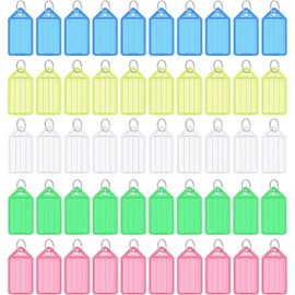 50 Pcs Identificador de Llaves Llavero, Etiquetas para Llaves, Llaveros Plástico, Etiquetas de Equipaje, Llavero Plástico con Ventana Etiqueta, Tiquetas de Identificación, Nombre de Animal de Compañía