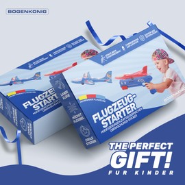 Bogenkönig Set of 3 Airplane Launcher Toys: LED Foam Glider Kits, Catapult, 2 Flight Modes, for Boys and Girls Aged 3-12 Years (Blue, Red and Yellow)