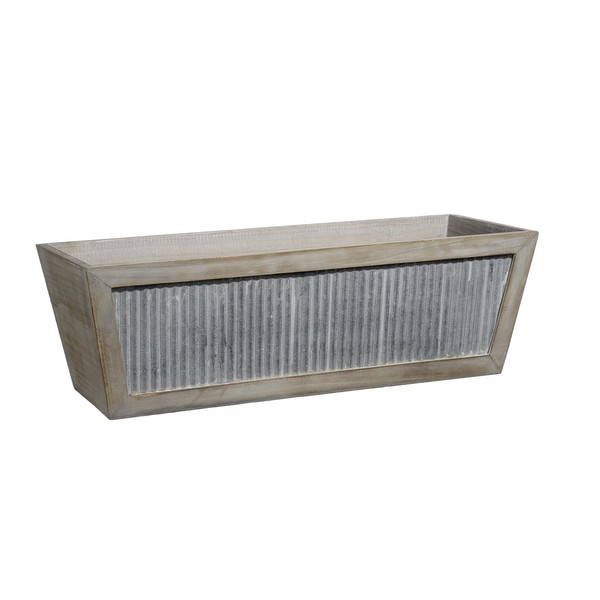 Classic Home and Garden Planter, Wood, Galvanized