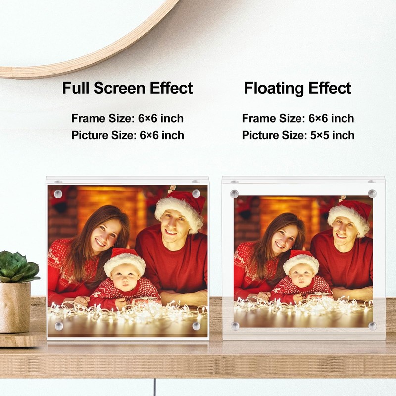 Boxalls 6x6 Acrylic Picture Frame, Clear Frameless 6x6 Inches Photo