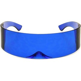 In Touch With Style Futuristic Shield Sunglasses Monoblock Cyclops 100% UV400, Solid Blue, One Size