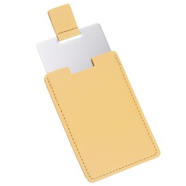 uxcell Small Pocket Mirror for Purse, Stainless Steel Compact Makeup Mirror with Leather Case, Travel Mirror Handheld Mirror for Women, Girls, Purse, Gift (Yellow, 2.56 x 3.74)