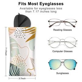 ZAXMEY 3 Pack Squeeze Leather Sunglasses Pouch - Portable Spring Storage Glasses Pouch Holder,Abstract leaf