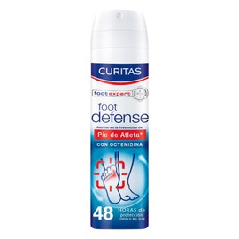 CURITAS Desodorante para pies en Spray Antibacterial Foot Defense, con Octenidina, te ayuda a prevenir el pie de atleta y que protege tus pies contra 