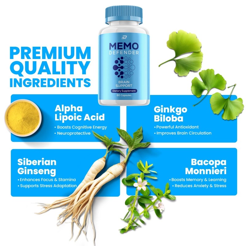 Memo Defender (3 Pack) Memo Defender Brain Supplement Capsules –