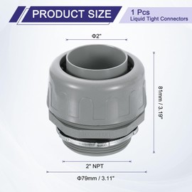 sourcing map Nonmetallic Liquid Tight Connector, 2" NPT Plastic Flexible 180 Degree Conduit Fitting for Conduit, Pipe Tube Connection and Leakproof, Gray