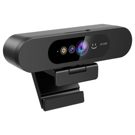 2K PC Webcam, Windows Hello Face Recognition Webcam Autofocus, with Noise Reducing Microphone, 5MP, Privacy Cover, 92 Field of View, Plug and Play, Office, Meeting, Classroom, Live Broadcast
