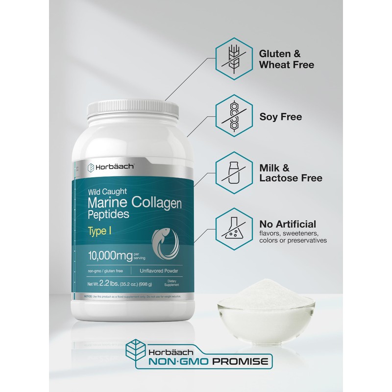 Horbäach Marine Collagen Peptides Powder 2.2 lb | for Skin,