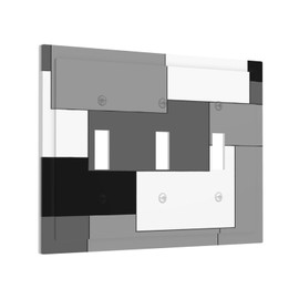 Black Geometric Figure 3 Gang Triple Toggle Light Switch Wall Plate Cover White Gray Decirative Electrical Faceplate for Kitchen Bathroom Bedroom
