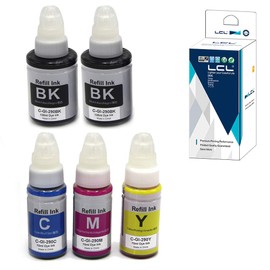 LCL Compatible Ink Bottle Replacement for Canon GI290 GI-290 G1200 G2200 G3200 G4200 G4210 (5-Pack 2Black Cyan Magenta Yellow)