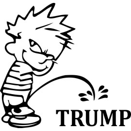 Calvin Piss On Trump President 6" Window Sticker Decal – White