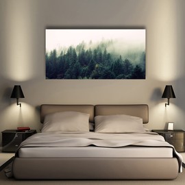 Landscape Wall Art Canvas Prints Natural Scenery Pictures Home Decor Green Forest Tree Painting for Living Room Bedroom Bathroom Kitchen Office Decoration 20x40 Wooden Frames Artwork Hanging Easy