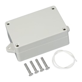 PATIKIL 4.9 Inch Junction Box, Electrical Enclosure Box ABS Plastic Waterproof Outlet Plug Cover Cord Protector with Mounting Plate for Outdoor Indoor Electric Project, White/Grey