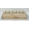 Wooden 3 Tea Light Candle Holder, 8 Inches (Natural Wood,
