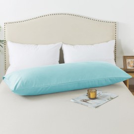 WhatsBedding Body Pillow Cover, Ultra Soft Microfiber Pillowcases, Breathable Long Pillow Case, Envelope Closure - Light Blue (20x54 inch)