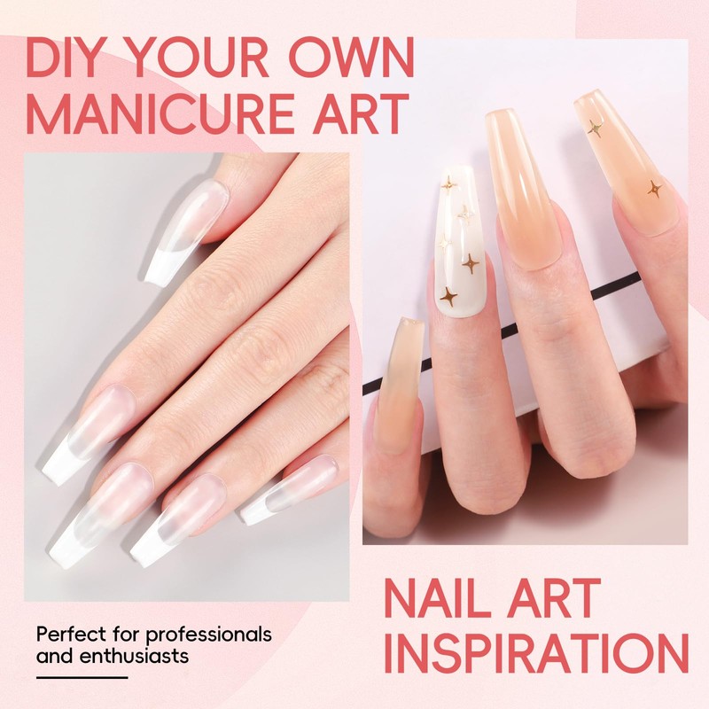 PEACECOLOR Poly Gel Nails Set, 3 Colours, Pink, Blanco, Nude
