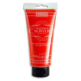 Premier Stationery 63970 Icon Acrylic Paint-Pyrrole Red. 200ml, Scarlet