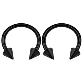 KJM Fashion Pack of 2 Anodised Circular Barbell 1.6 mm 14 g Septum Earrings, Stainless Steel