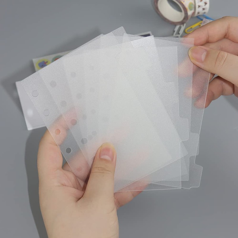 2 Pack A7 Binder Dividers 6 Tabs Clear Plastic Binder