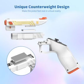 AMVR VR G-un Stock Attachment Compatible with Meta/Oculus Quest 3s/Quest 3 Accessories, Weighted P-istoI Handle to Improve FPS Gaming Experience Holding Feel, VR Accessories for Non-Slip Grip Cover