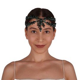 LIMELIA Bride Pediment for Henna Wedding | Glitter Bridal Hair Accessories, Crowns for Birthday Pageant Costume Party | Sultan Design - Green