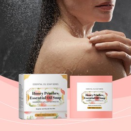 Pack of 2 Honey Peaches Handmade Soap, Natural Organic Solid Soaps Handmade Peach Exfoliating Soap Face and Body Bath Soap Soft Touch for Gentle Scented Soaps for Skin Hair Body