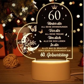 60th Birthday Woman Man Gifts for 60th Birthday - Acrylic Night Light Gifts Decoration, 1964 60th Birthday for Dad, Mother, Friends, Husband, Wife, 60th Birthday Gift Ideas