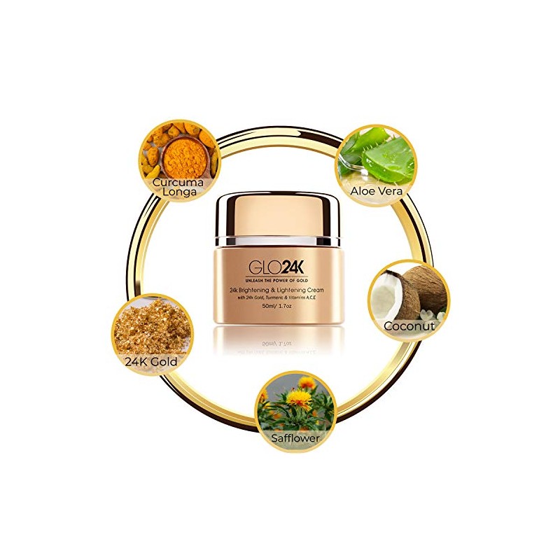 GLO24K Crema aclaradora y aclaradora con oro de 24k, cúrcuma