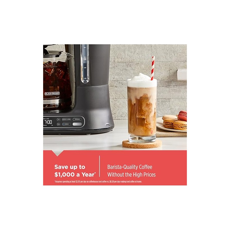 BLACK+DECKER Split Brew 12-Cup Digital Coffee Maker, CM0122, Iced or