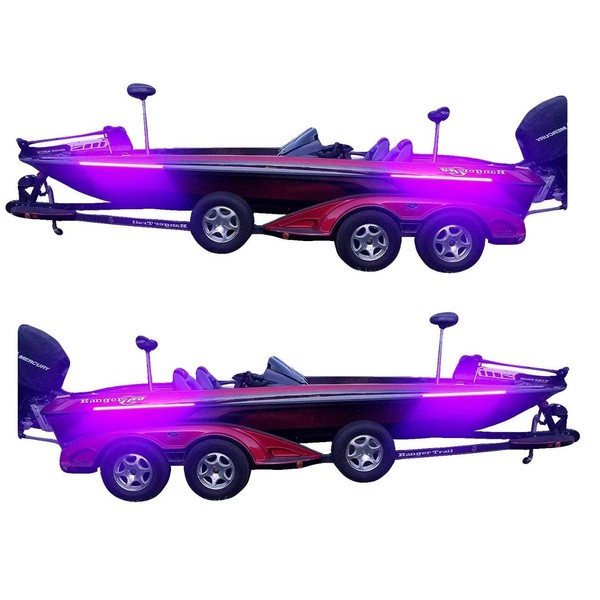 Fishing Vault High Output Ultra Violet UV Black Light LED Light Strip for Bass Boats & Night Fishing - Pack of 4