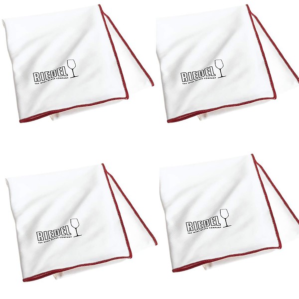 Riedel Crystal White Microfiber Cleaning Cloth Wipe, Set of 4