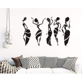 African Women Wall Decal, Africa Theme, African Sticker, African Art, Abstract Art, Abstract Decal, African Dancers, Wall Art, Africa Theme, Wall Sticker for Bedroom, LIvingroom A49 (Black)