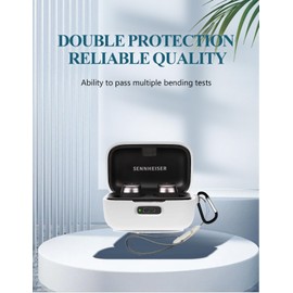 Case Cover for Momentum True Wireless 4,Protective Soft Silicone Skin Case Cover Shock-Absorbing Protective Case with Keychain,Lanyard and Cleaning Pen-White