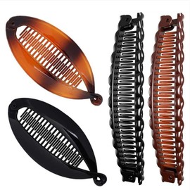 Banana Clip Hair, 4 Pieces Banana Hair Clips, Vintage Fishtail Hair Clip, French Ponytail Holder, Clincher Combs Tool for Long Curly or Straight Hair