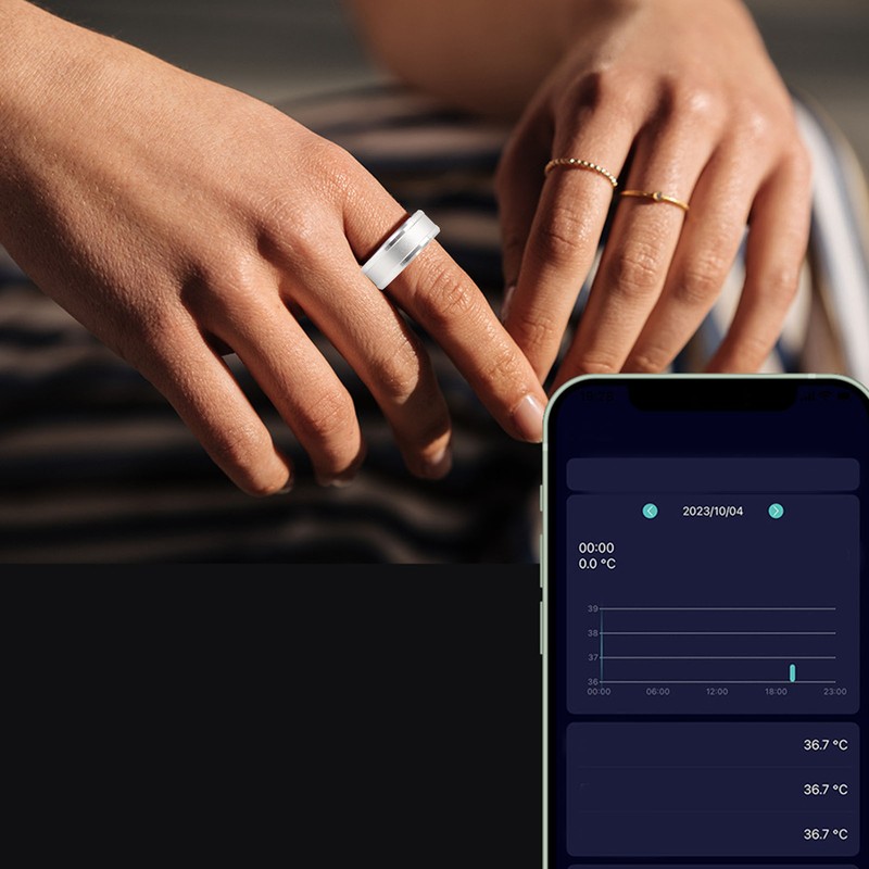 Smart Health Ring Silver Pedometer Waterproof Body Temperature Monitoring Sleep