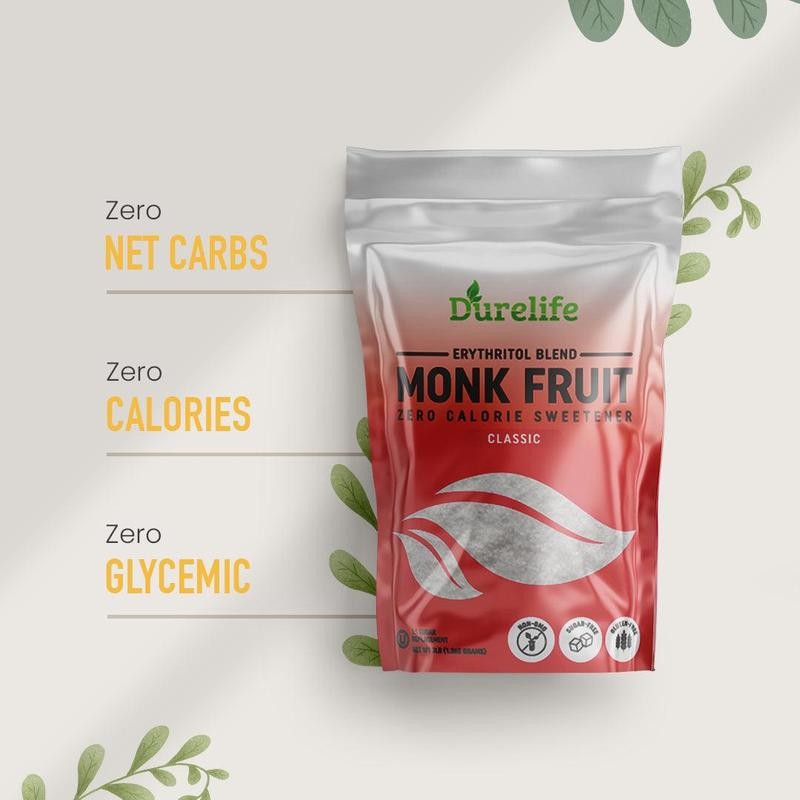 Durelife Monk Fruit Sweetener, 1:1 Sugar Replacement, Keto Diet Friendly,